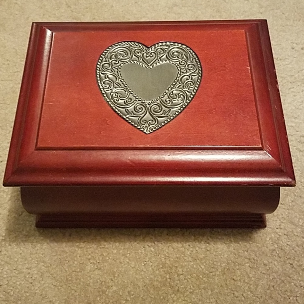 Wooden Jewelry Box with Heart